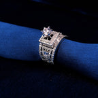 Bold Geometric Statement Ring with Elevated Solitaire