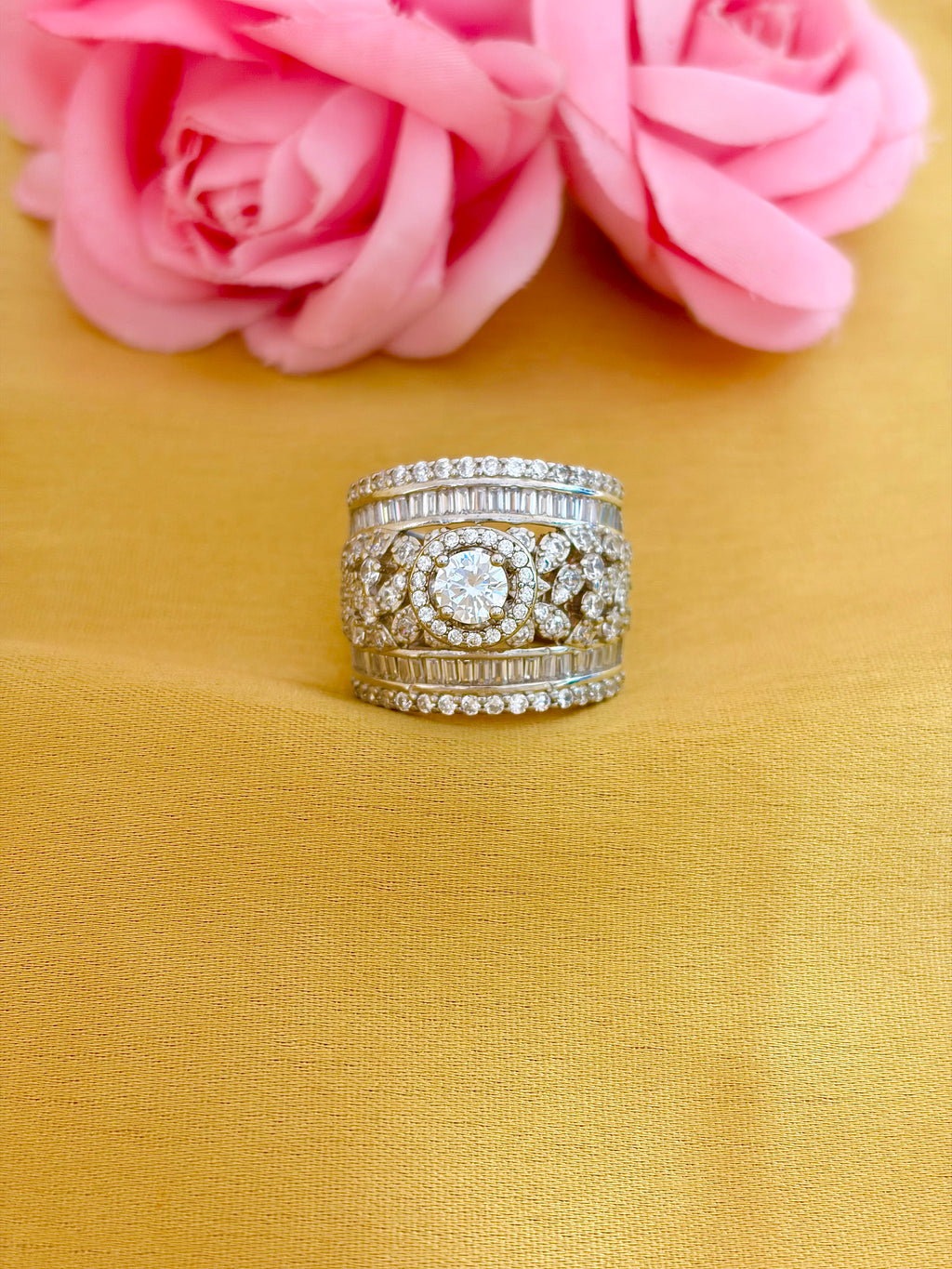 Luxurious Multi-Layered Diamond Statement Ring
