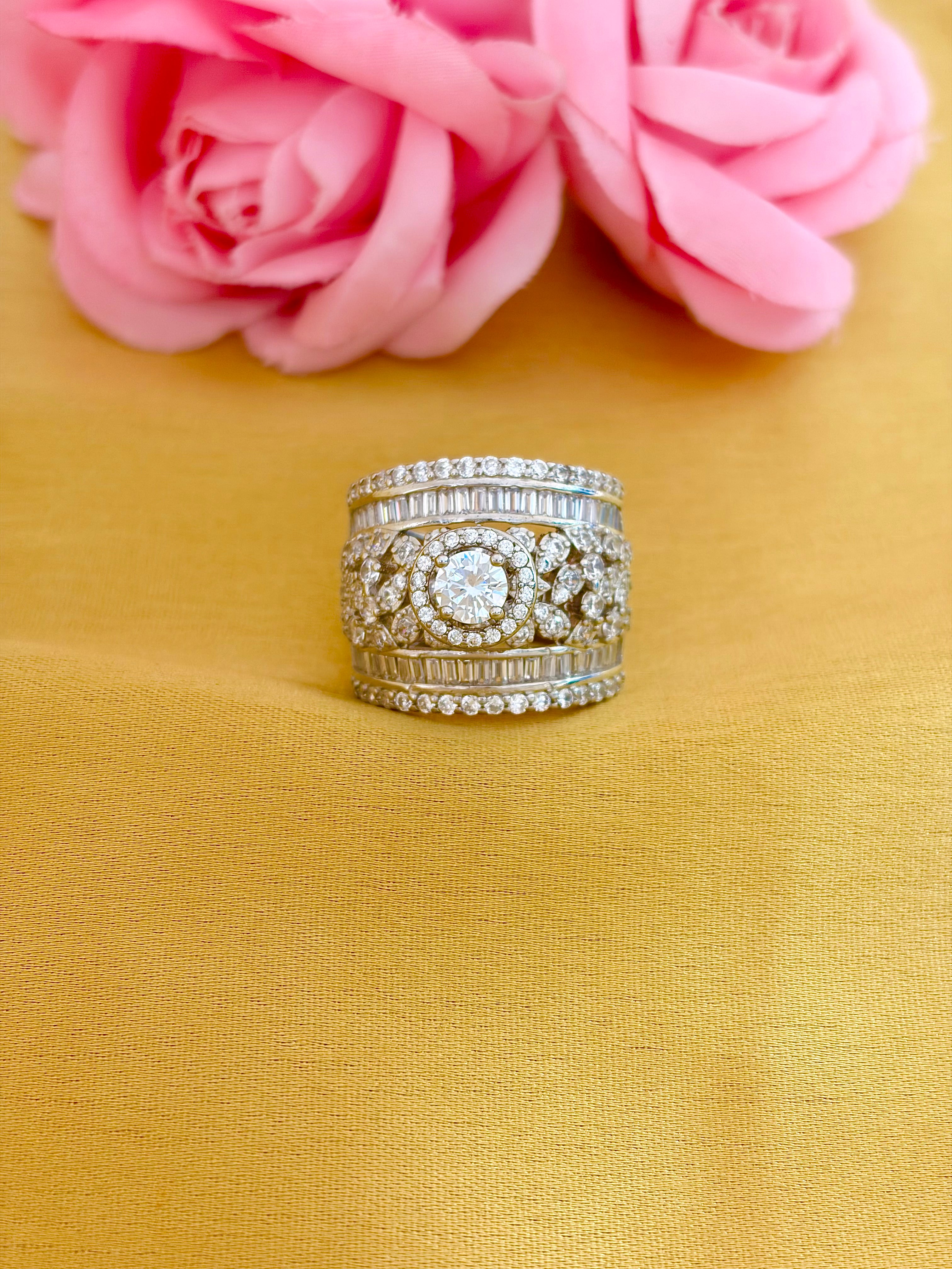 Luxurious Multi-Layered Diamond Statement Ring