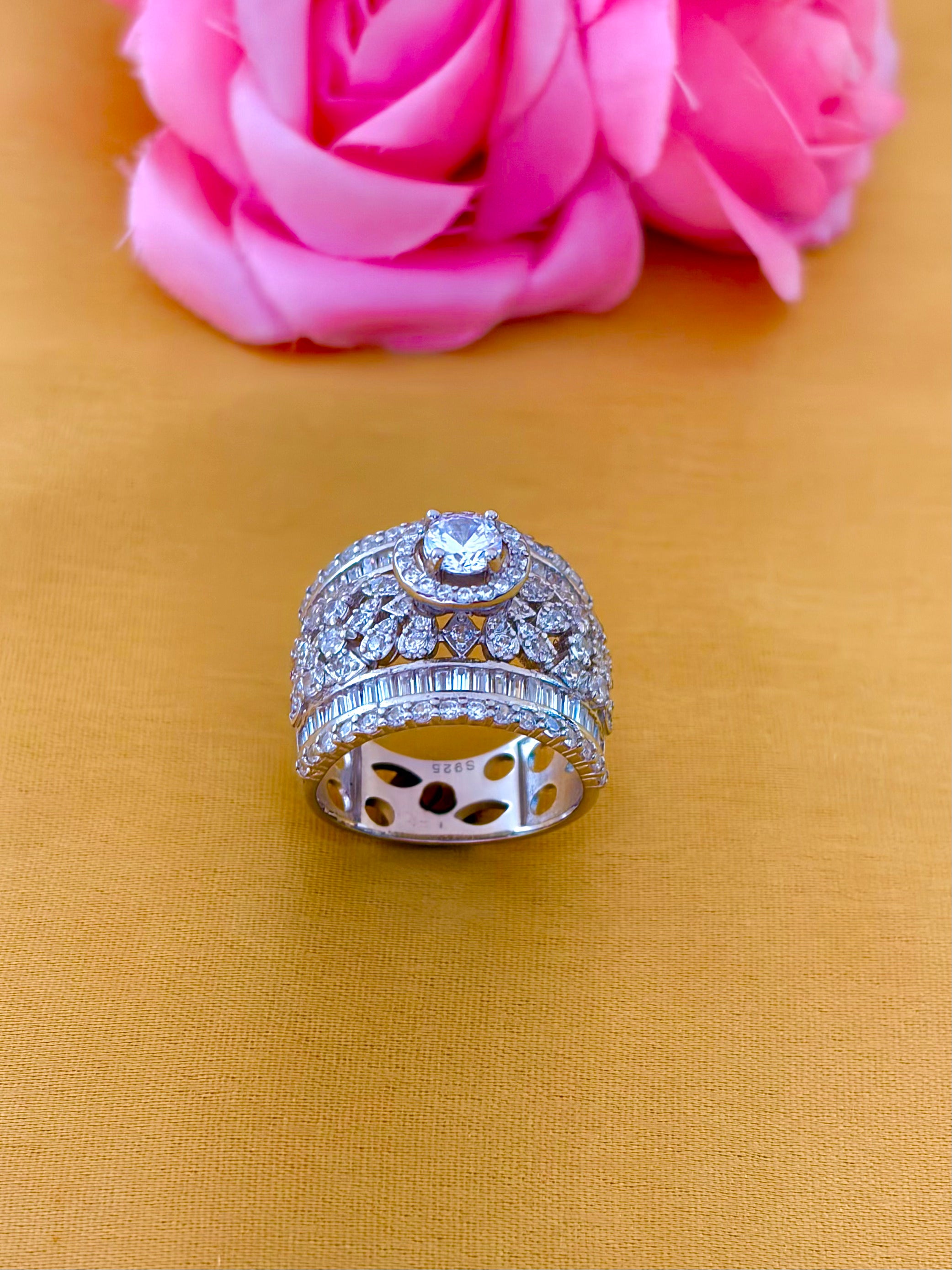 Luxurious Multi-Layered Diamond Statement Ring