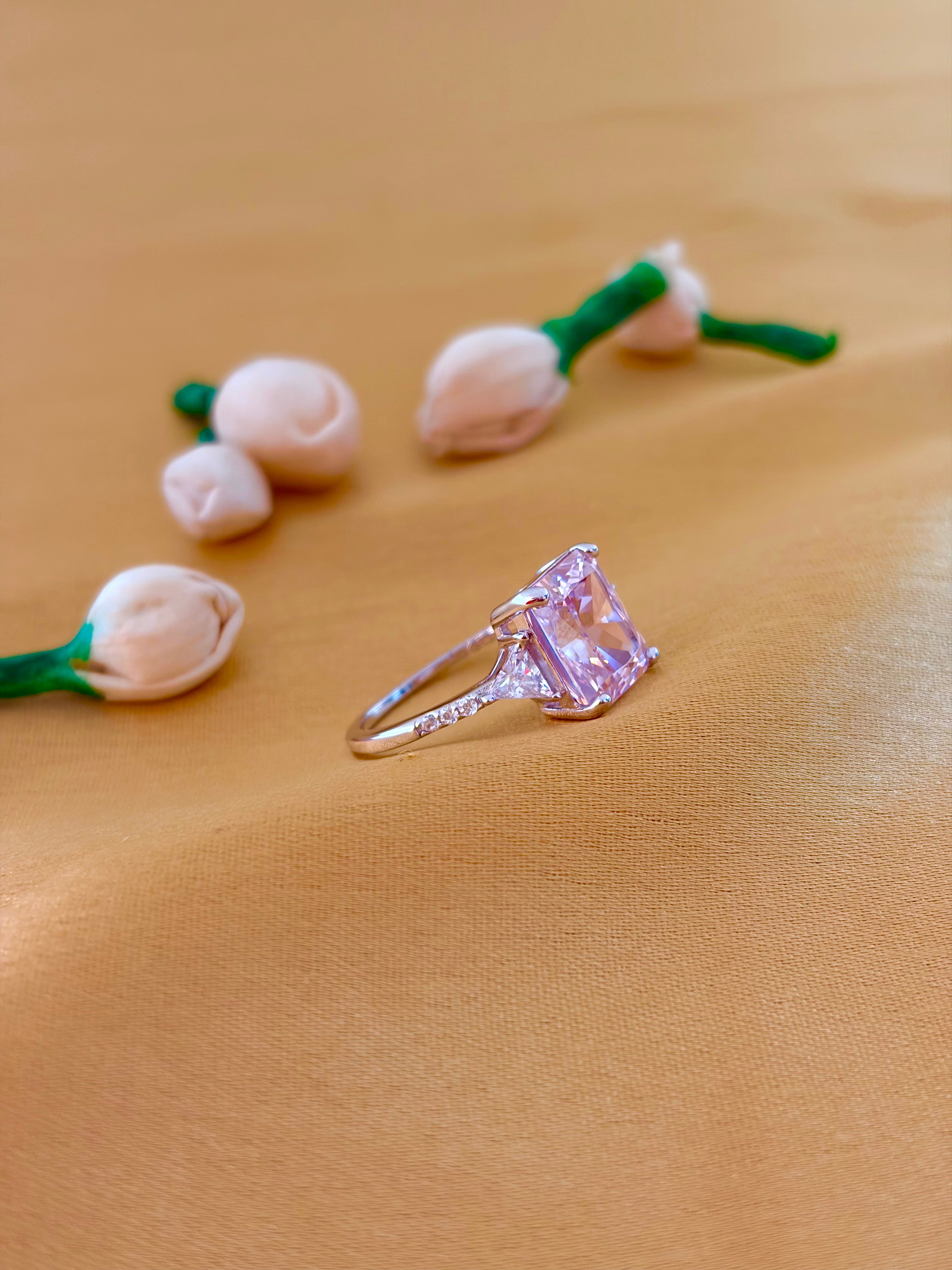 Blush Square-Cut Solitaire Ring
