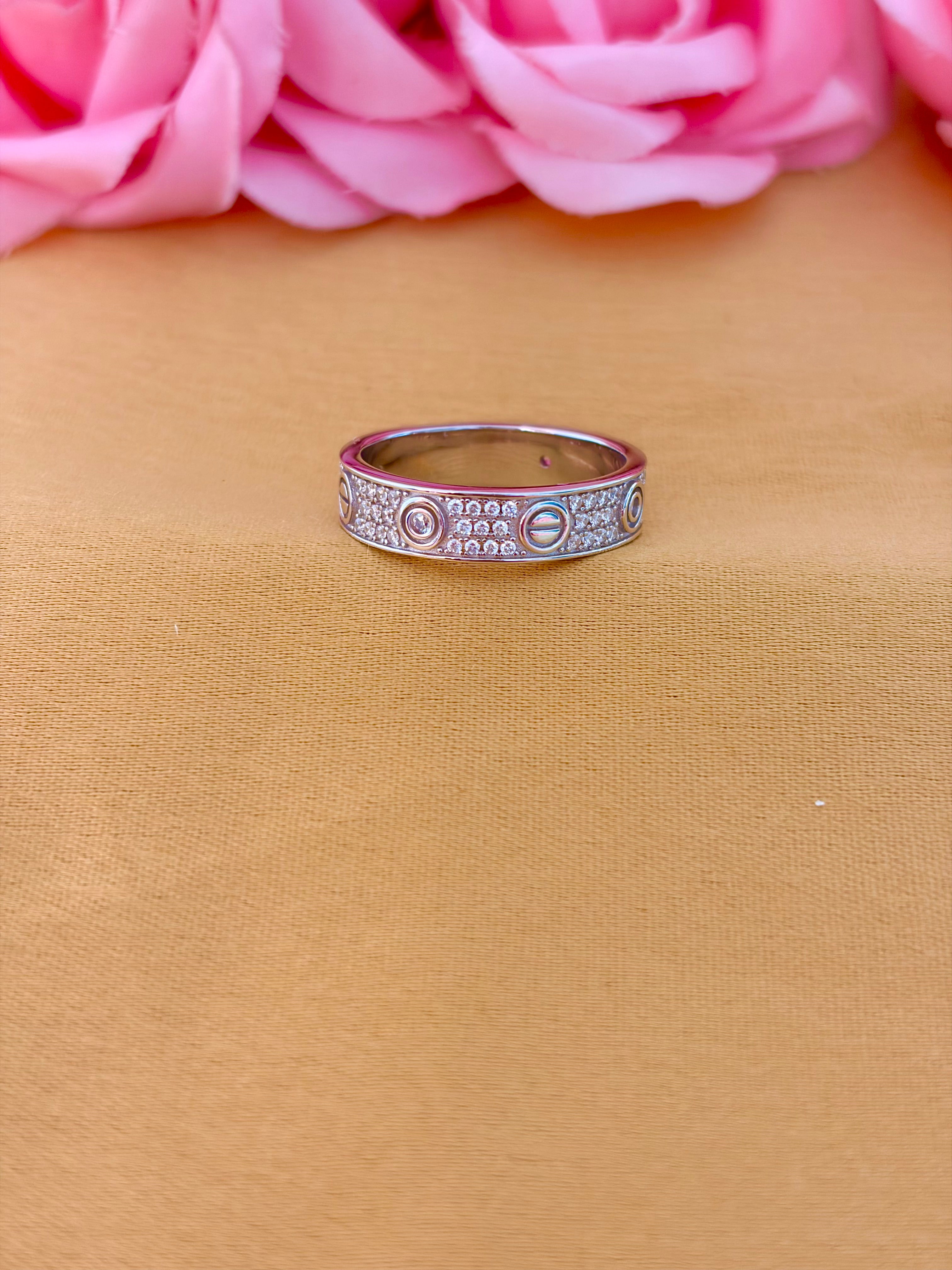 Amara Cubic Zircon Silver Band Ring