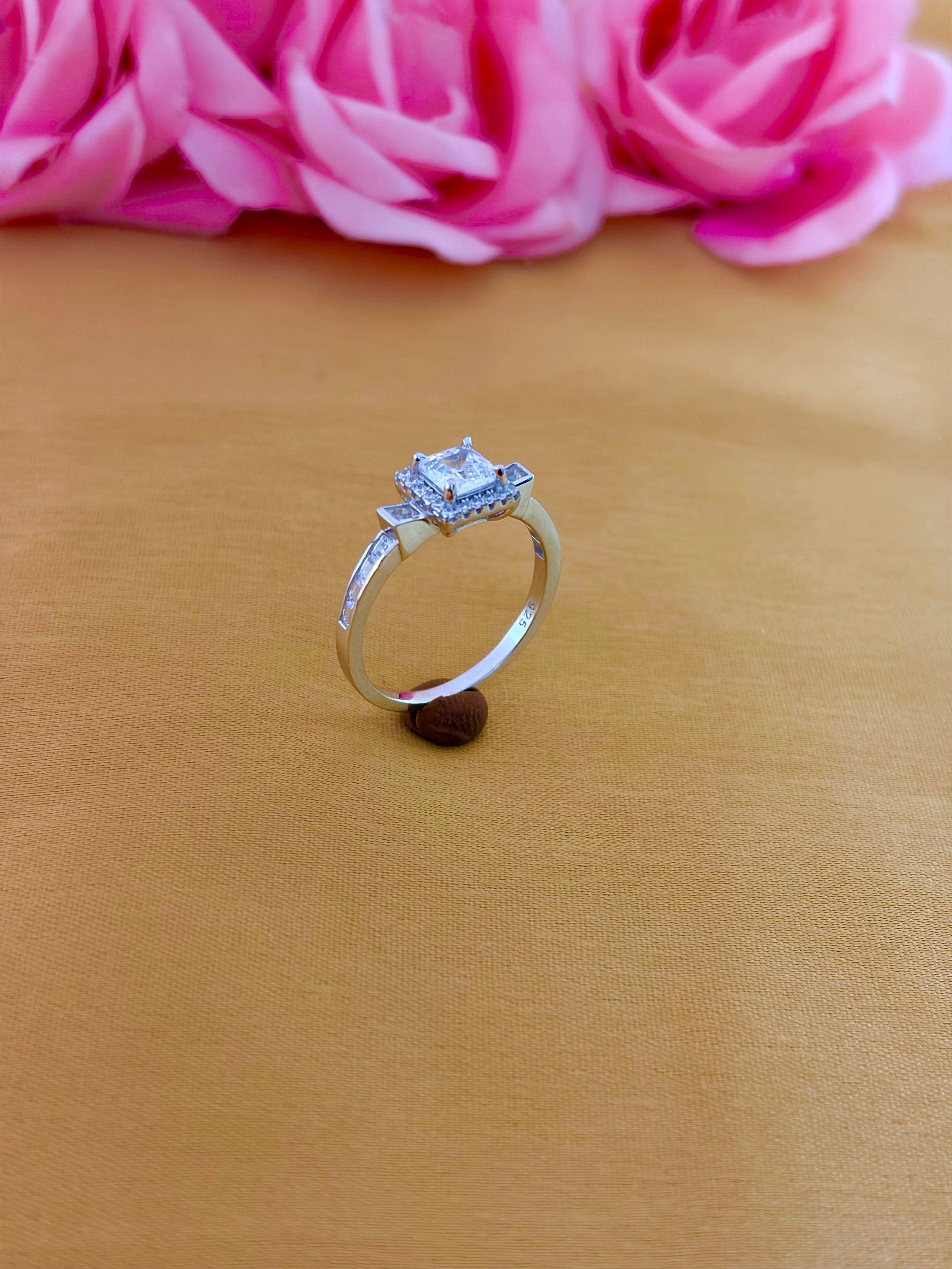Aurora Square Halo Ring