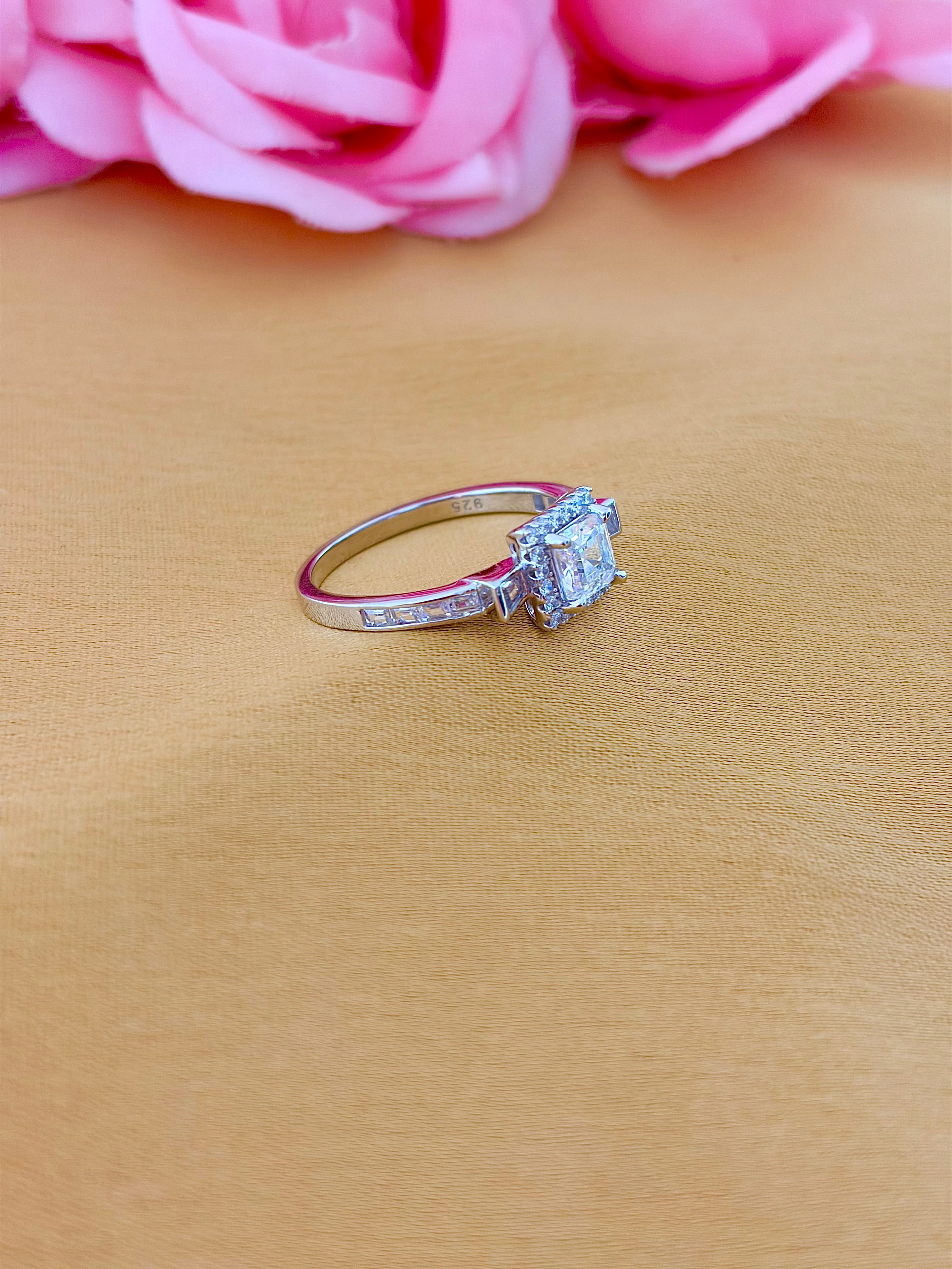Aurora Square Halo Ring