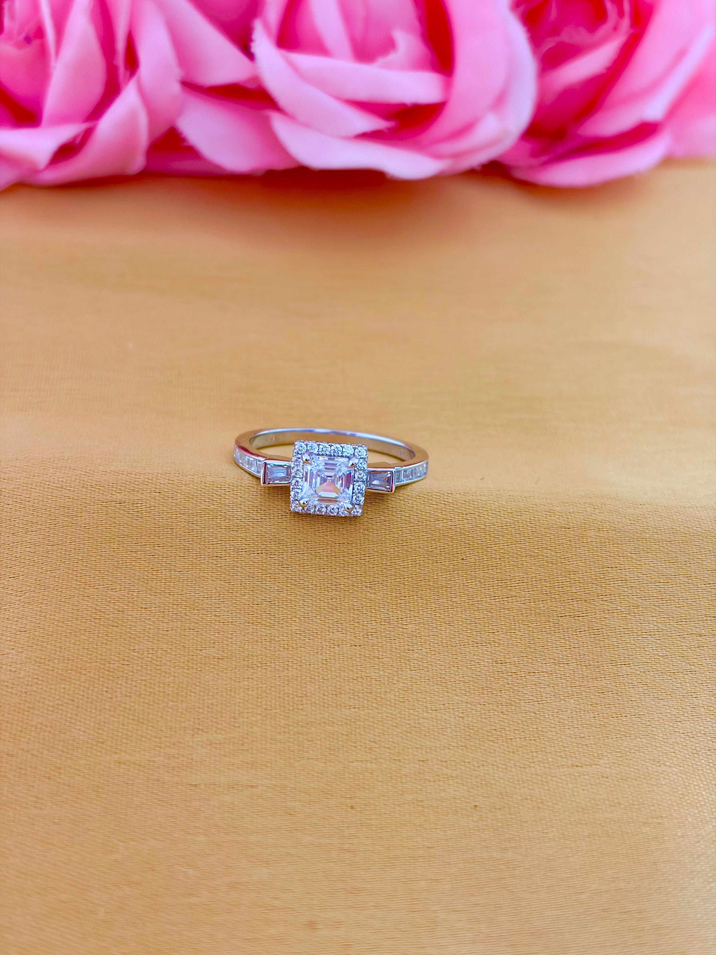 Aurora Square Halo Ring