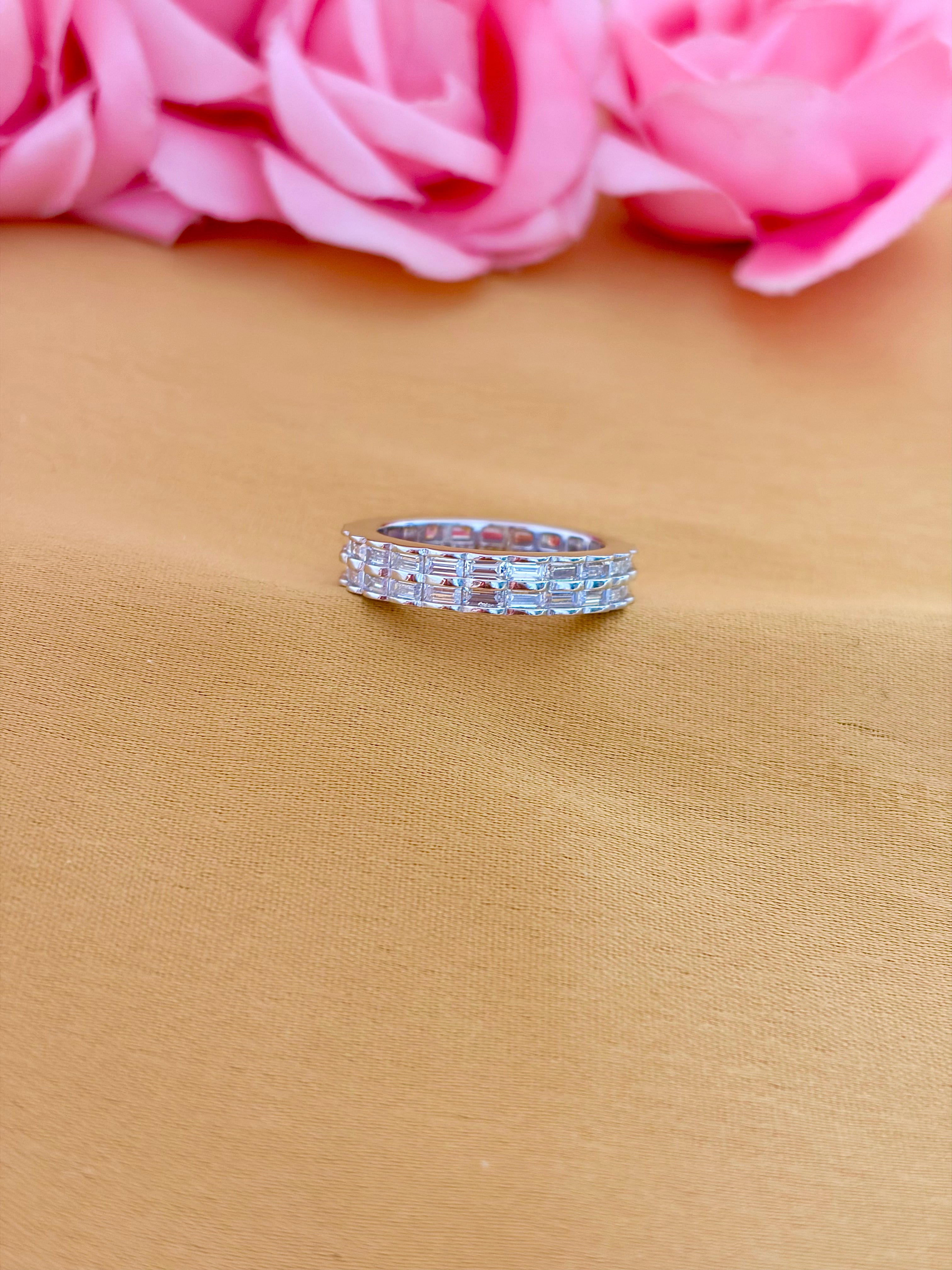 Liora Cubic Zircon Silver Band Ring