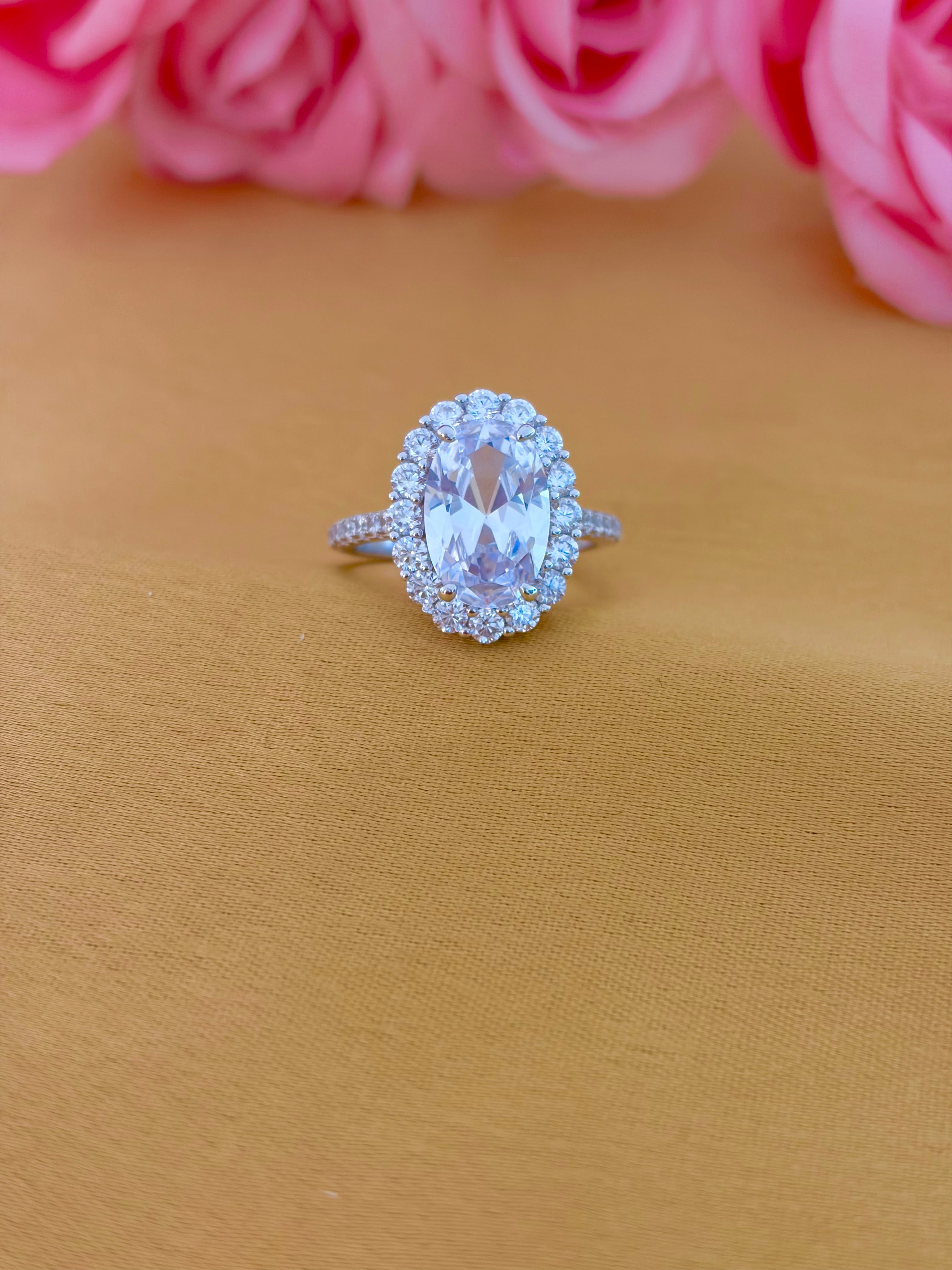 Elara Oval Halo Cubic Zircon Ring