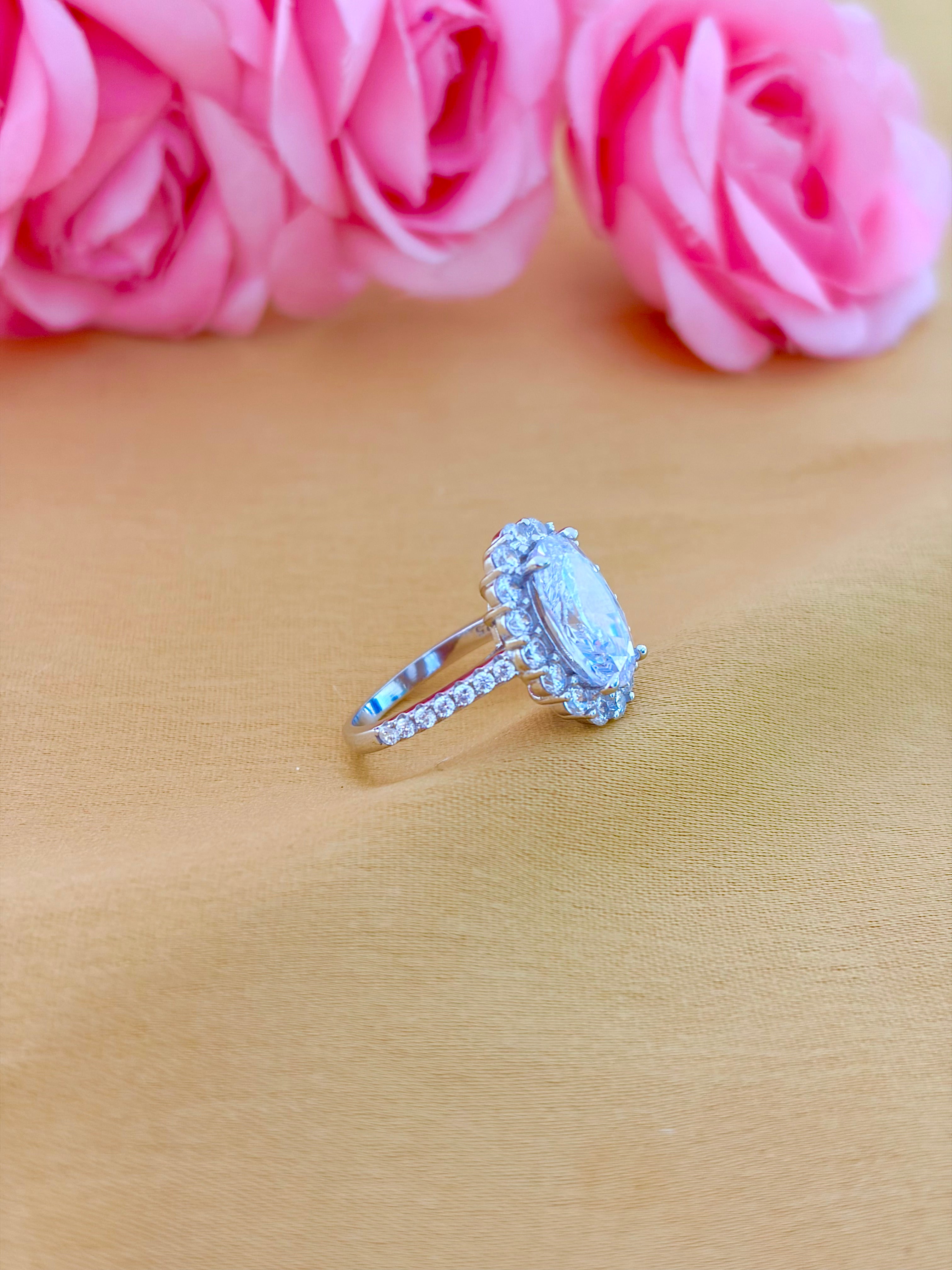 Elara Oval Halo Cubic Zircon Ring