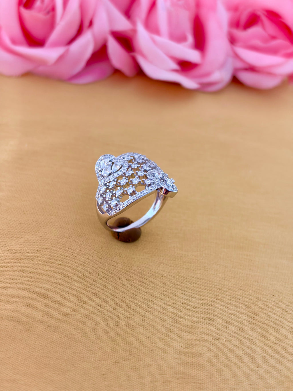 Amara Heart Lattice Cubic Zircon Ring