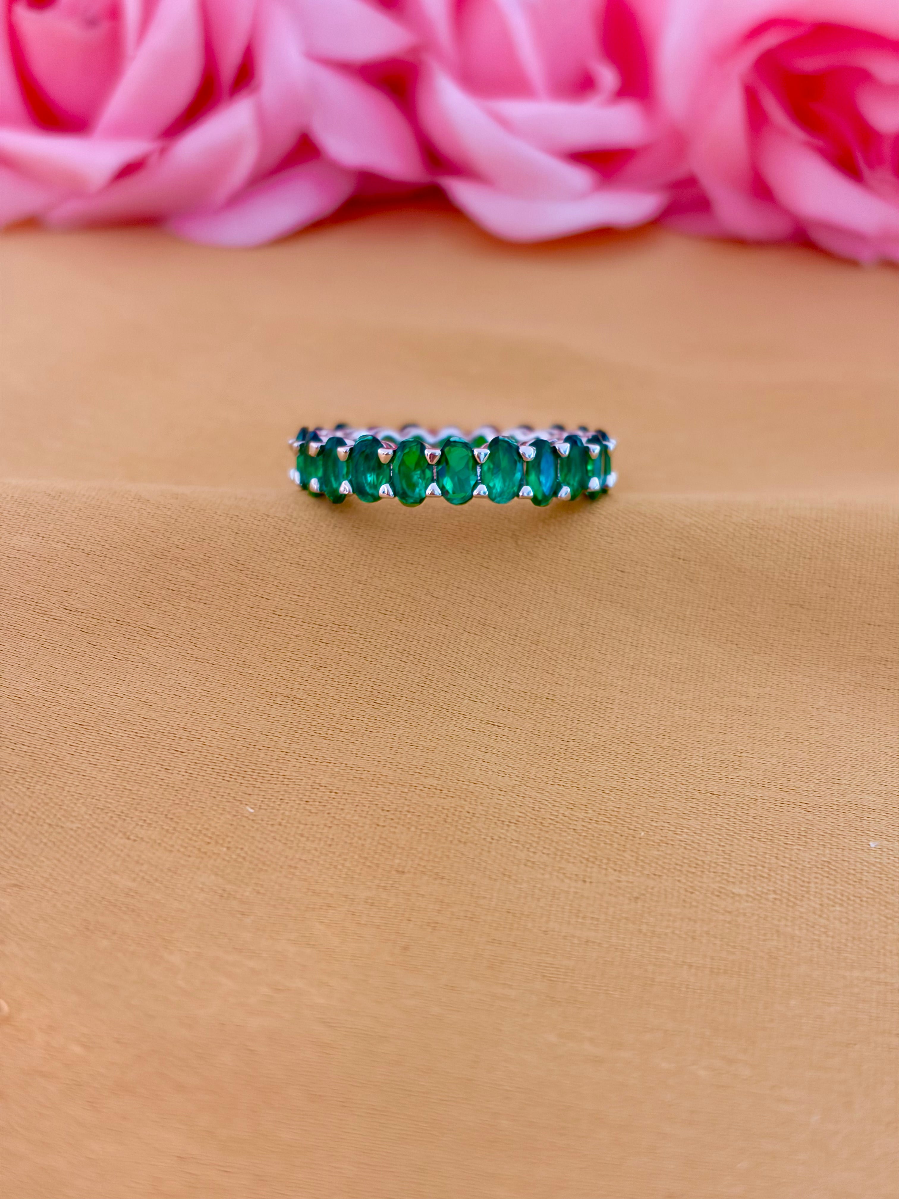 Emerald Grace Cubic Zircon Eternity Ring