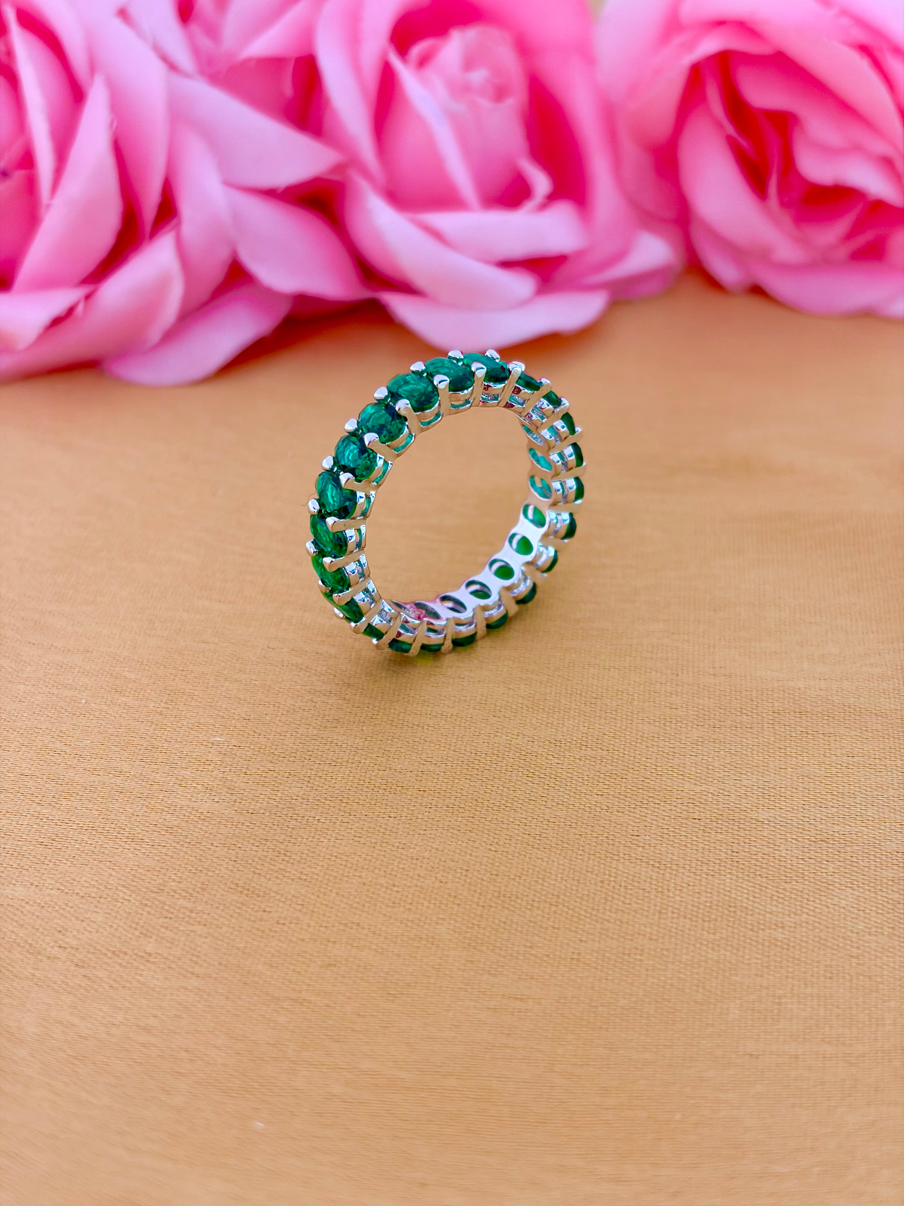 Emerald Grace Cubic Zircon Eternity Ring