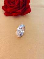Elegant Multi-Row Pearl and Crystal Statement Ring