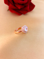 Romantic Heart-Shaped Diamond Ring with Pearl Halo