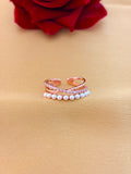 Rose Gold Open Band Pearl and Diamond Ring