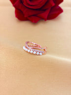 Rose Gold Open Band Pearl and Diamond Ring