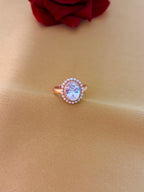 Elegant Oval Halo Ring with Pearl Accents