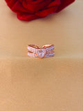 Romantic Heart-Centered Pearl and Diamond Open Ring