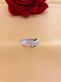 Modern Open Bar Pearl and Baguette Stone Ring