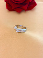 Modern Open Bar Pearl and Baguette Stone Ring