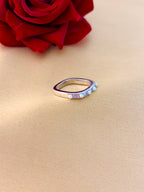 Minimalist Pearl and Baguette Crystal Band Ring