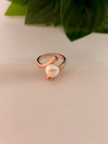 Modern Open Pearl Accent Rose Gold Ring