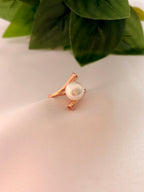 Modern Open Pearl Accent Rose Gold Ring