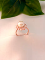 Rose Gold Floral Pearl Statement Ring