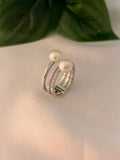 Elegant Dual Pearl Silver Wrap Ring