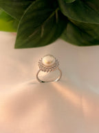 Classic Pearl Halo Crystal Ring