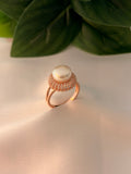 Rose Gold Pearl Radiance Halo Ring