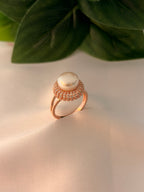Rose Gold Pearl Radiance Halo Ring