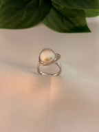 Silver Heart Halo Pearl Ring