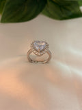 Radiant Heart-Cut Crystal Halo Ring