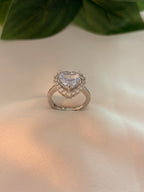 Radiant Heart-Cut Crystal Halo Ring