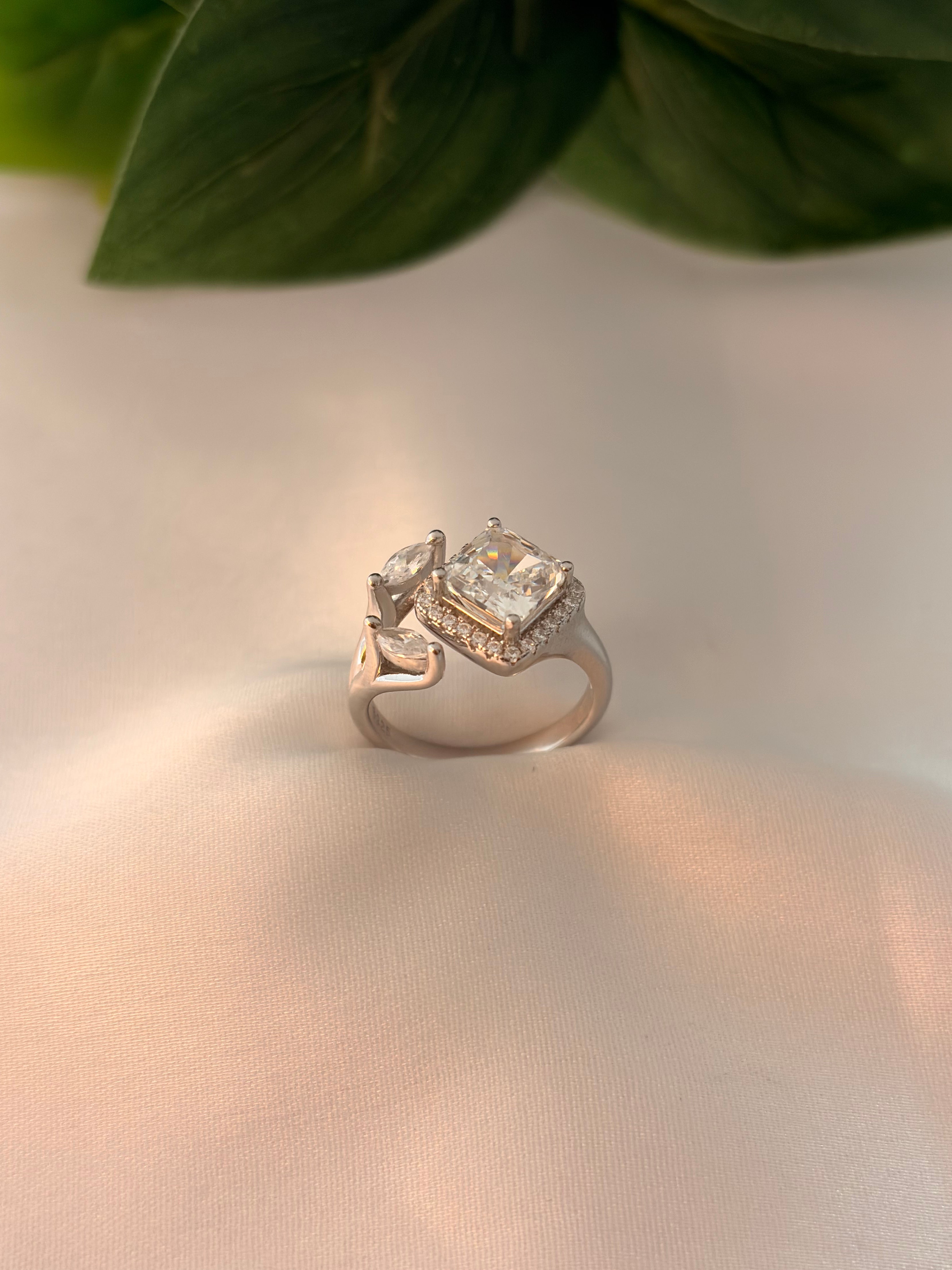 Elegant Cushion-Cut Halo Ring with Side Accents