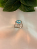 Blue Heart-Cut Halo Statement Ring