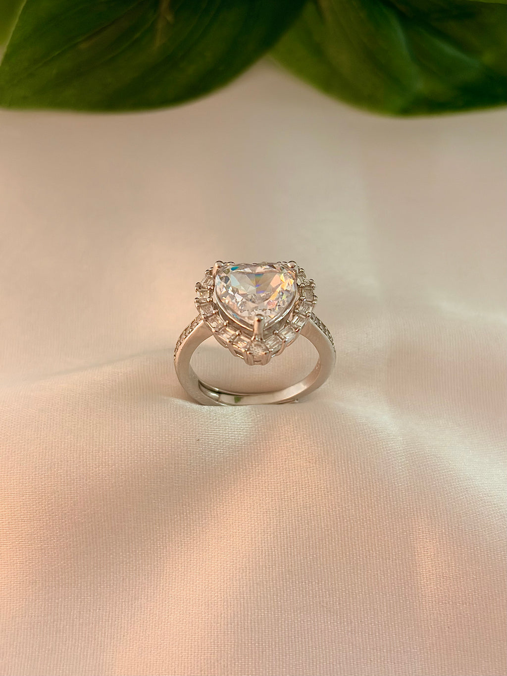 Romantic Heart Halo Diamond Ring