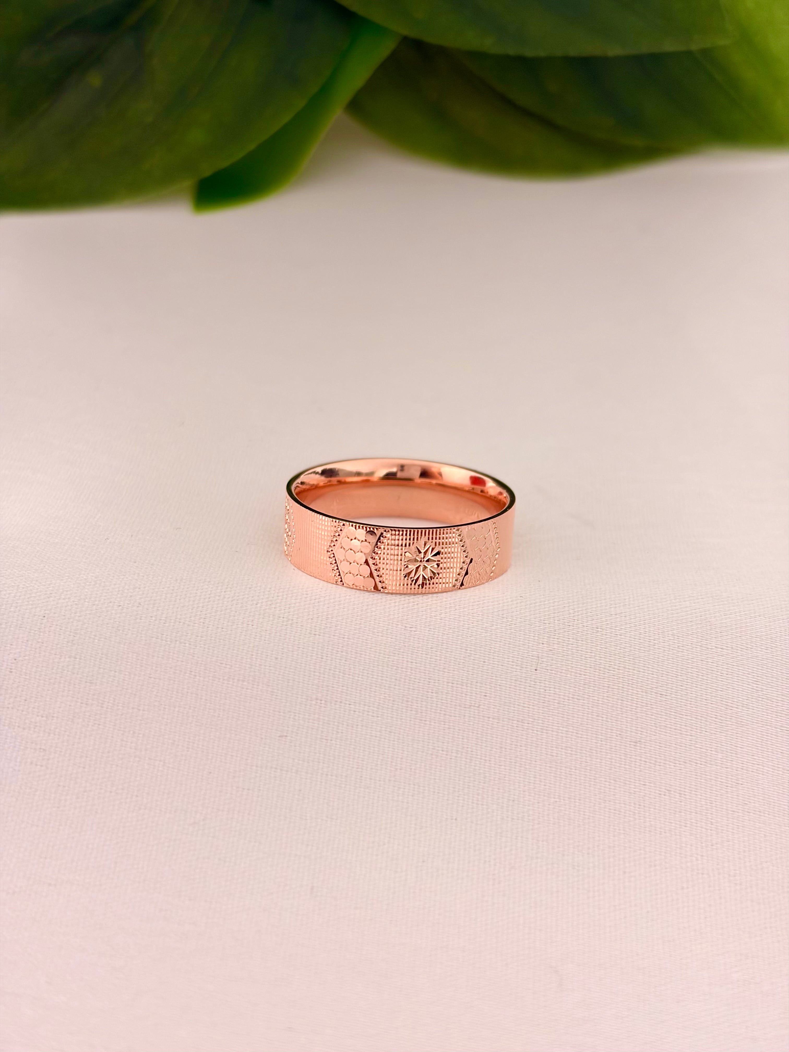 Elegant Rose Gold Textured Band Ring