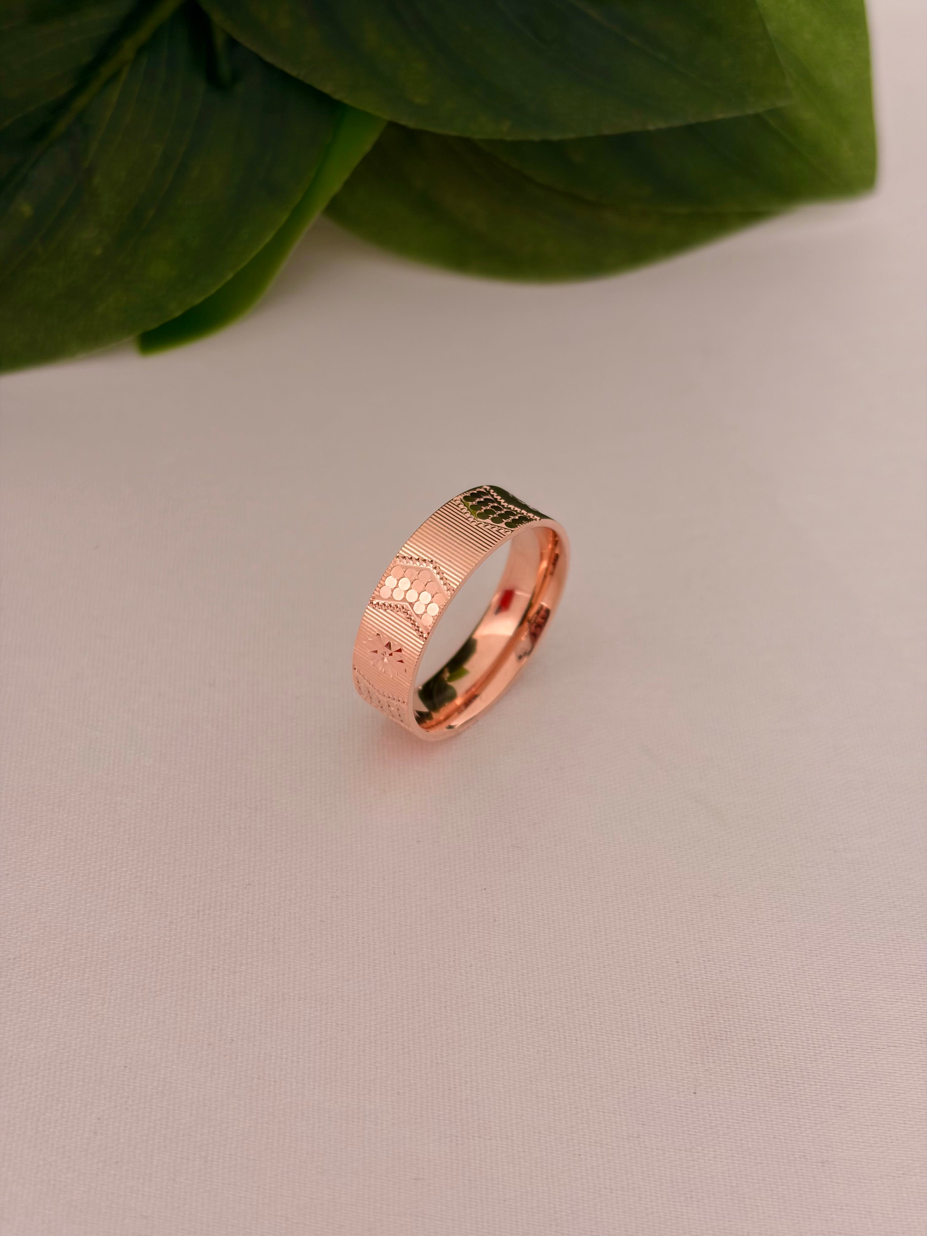 Elegant Rose Gold Textured Band Ring