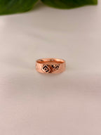 Rose Gold Heart Motif Faceted Band Ring