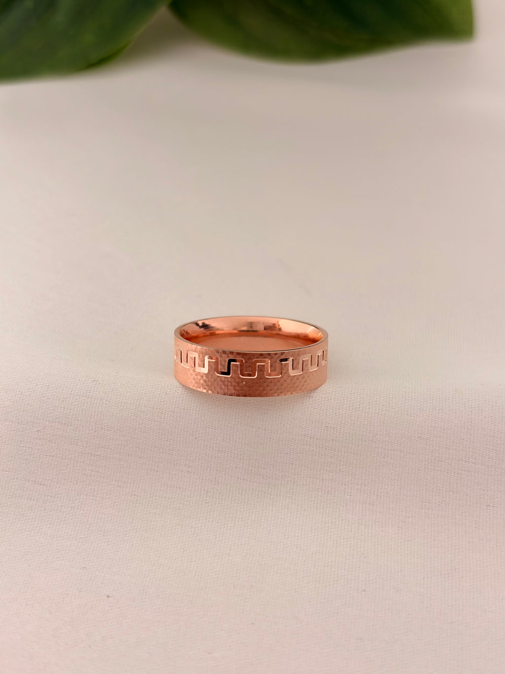 Rose Gold Greek Pattern Band Ring