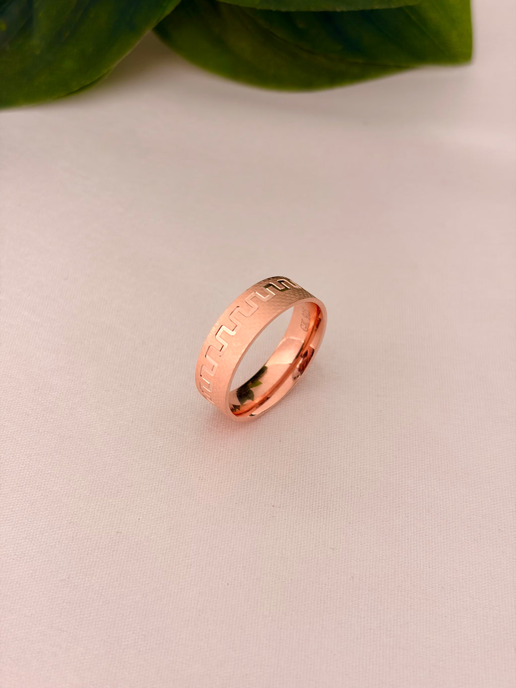 Rose Gold Greek Pattern Band Ring