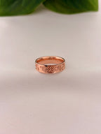 Rose Gold Geometric Pattern Band Ring
