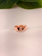 Rose Gold Floral Engraved Band Ring