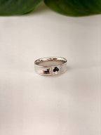 Silver Floral Textured Band Ring