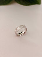 Silver Floral Textured Band Ring