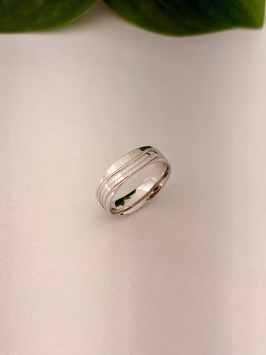 Silver Textured Classic Band Ring