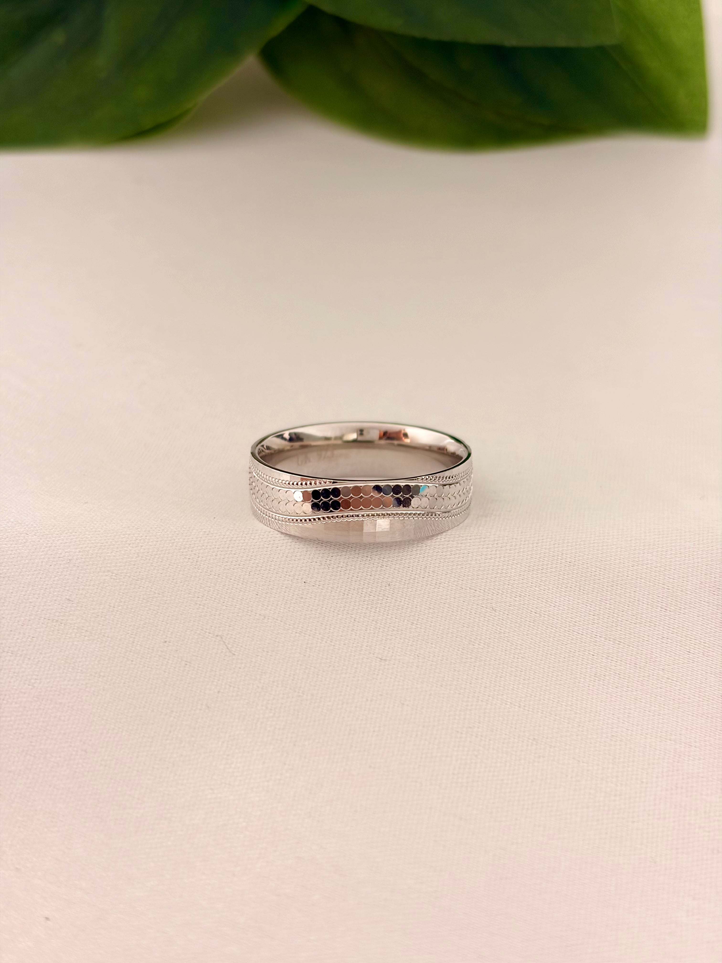 Silver Textured Classic Band Ring
