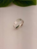 Silver Honeycomb Pattern Band Ring