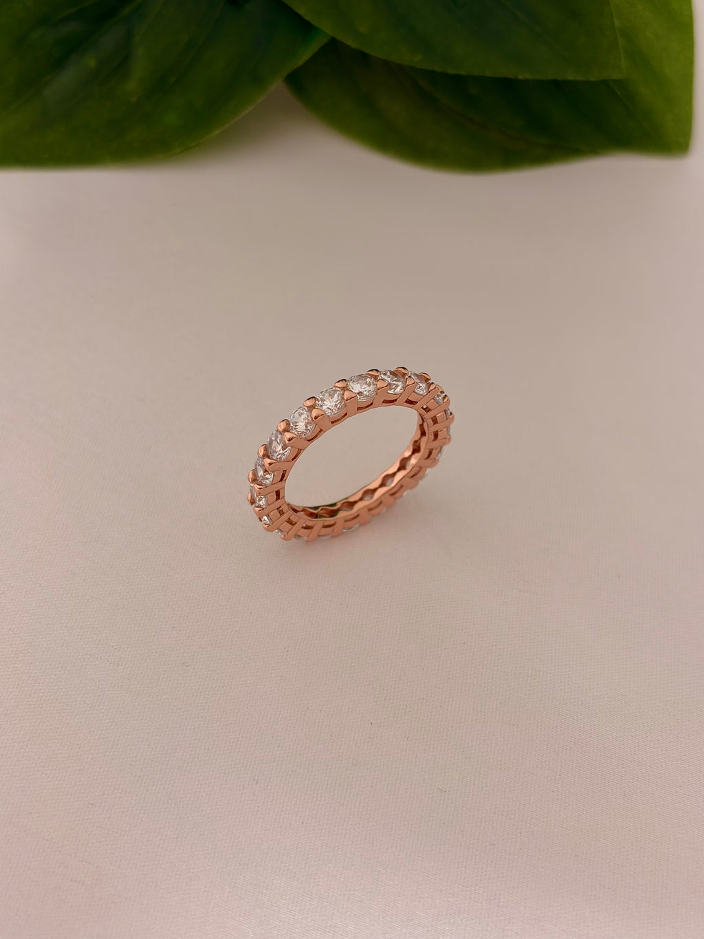 Rose Gold Eternity CZ Band Ring
